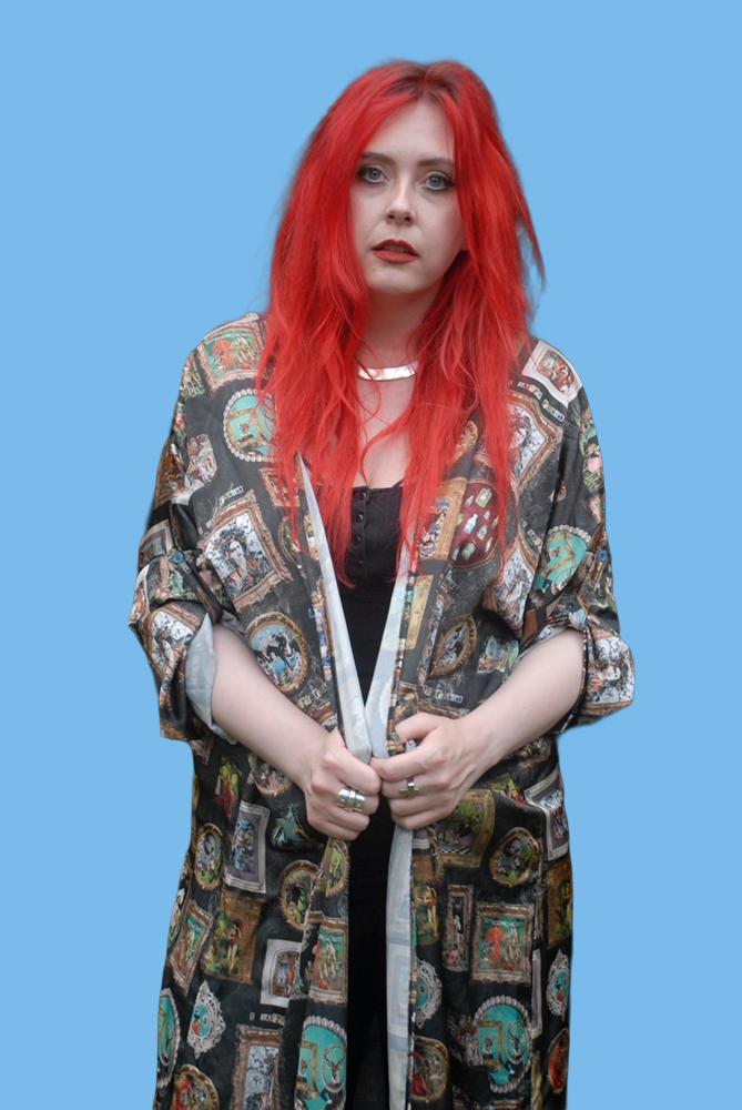 Charcoal 'I Love Frida' Vintage Frames Kimono