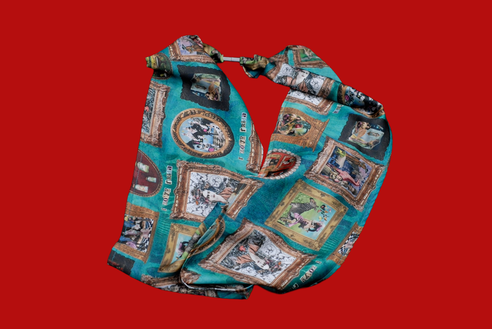 Turquoise 'I love Frida' Vintage Frames Scarf