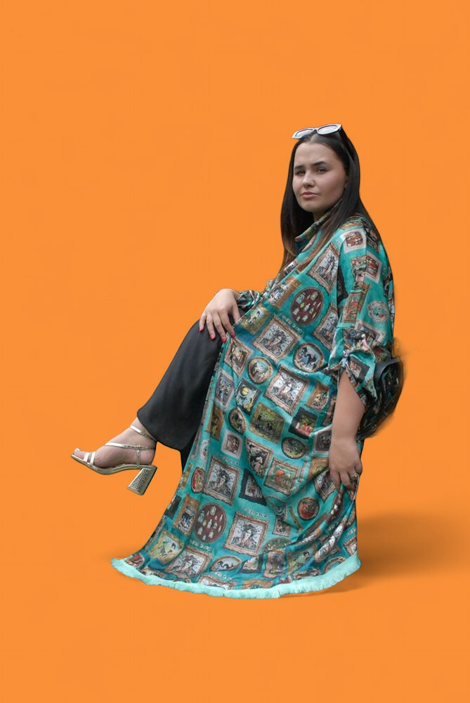 Turquoise 'I Love Frida' Vintage Frames Kimono