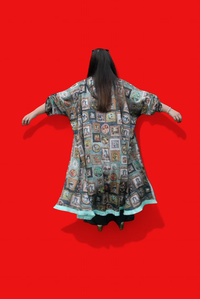 Blue-Green 'I Love Frida' Vintage Frames Kimono