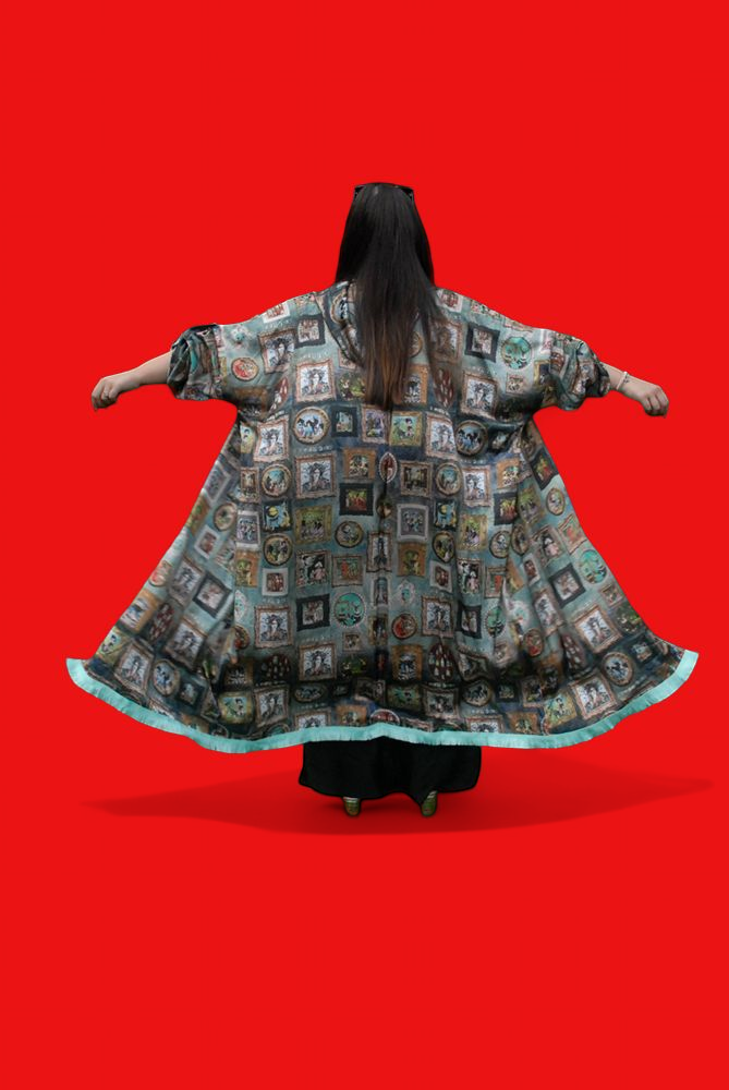 Blue-Green 'I Love Frida' Vintage Frames Kimono