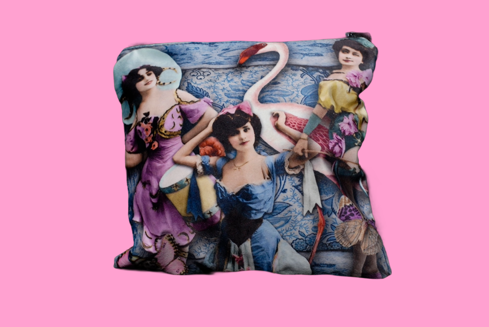 'The Circus is Coming' Velvet Clutch Bag with Black Satin Tassel