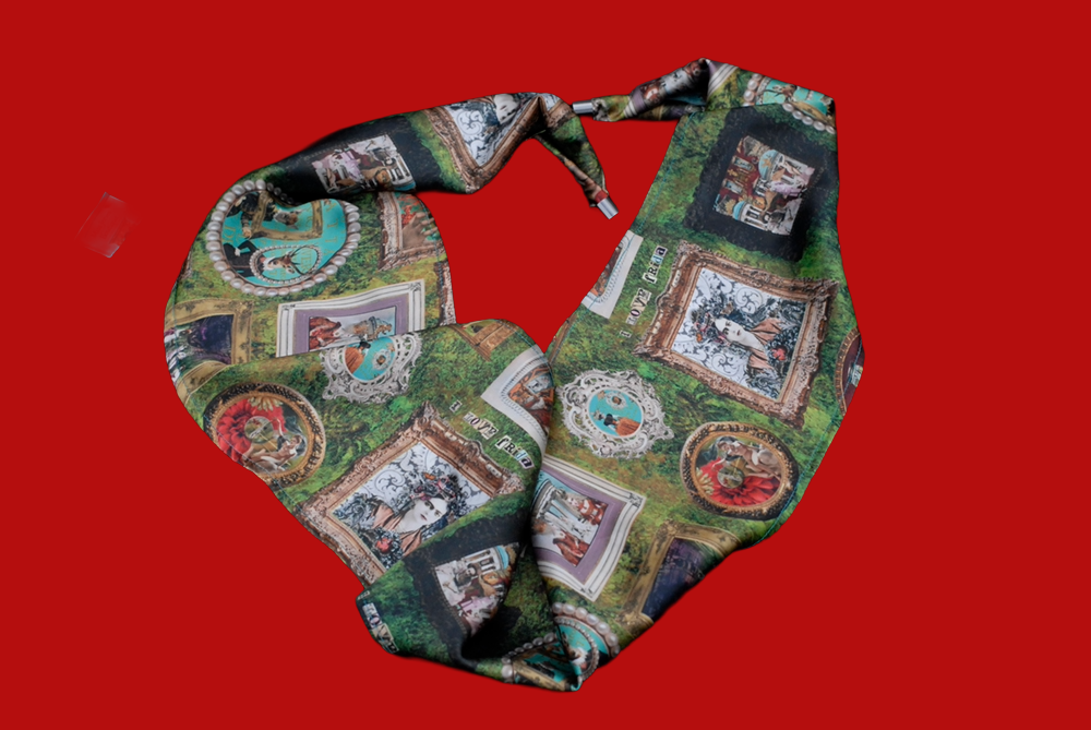 Emerald Green 'I love Frida' Vintage Frames Scarf