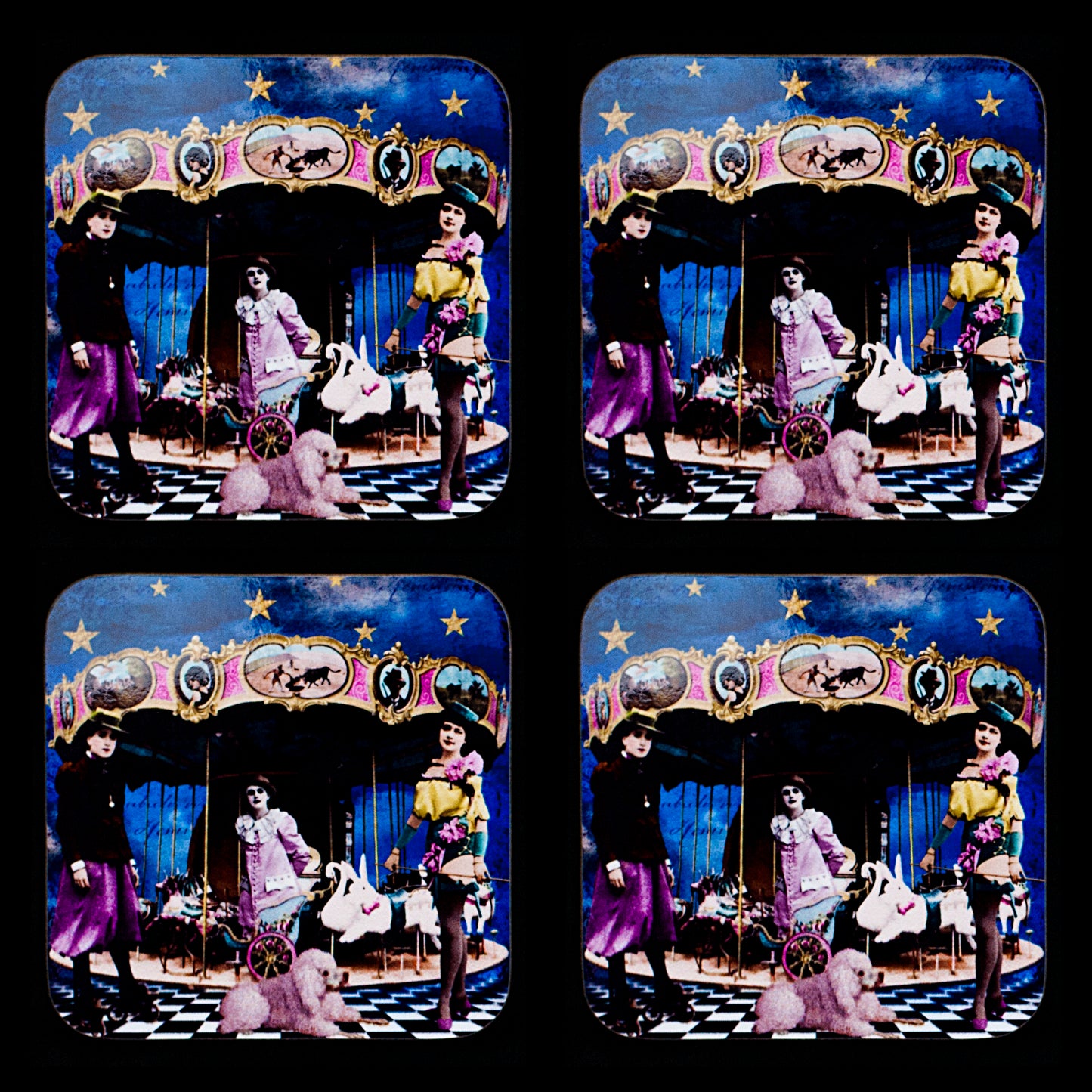 'Vintage Circus Carousel' Set of 4 Coasters