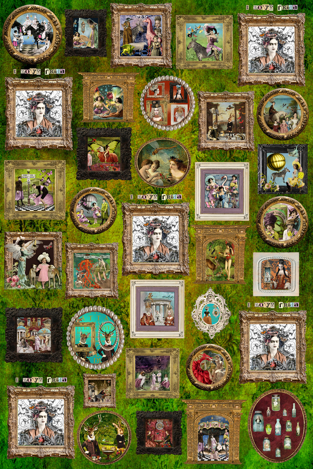 Emerald Green 'I love Frida' Vintage Frames Scarf