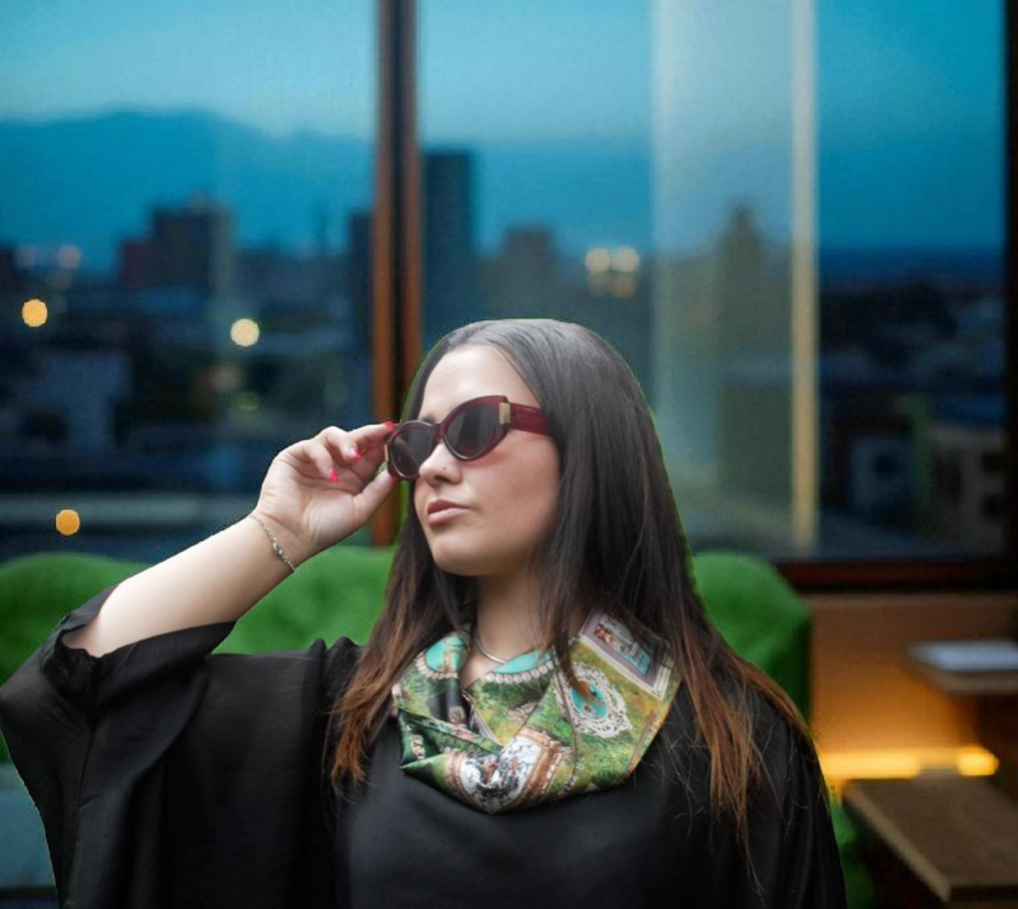 Emerald Green 'I love Frida' Vintage Frames Scarf