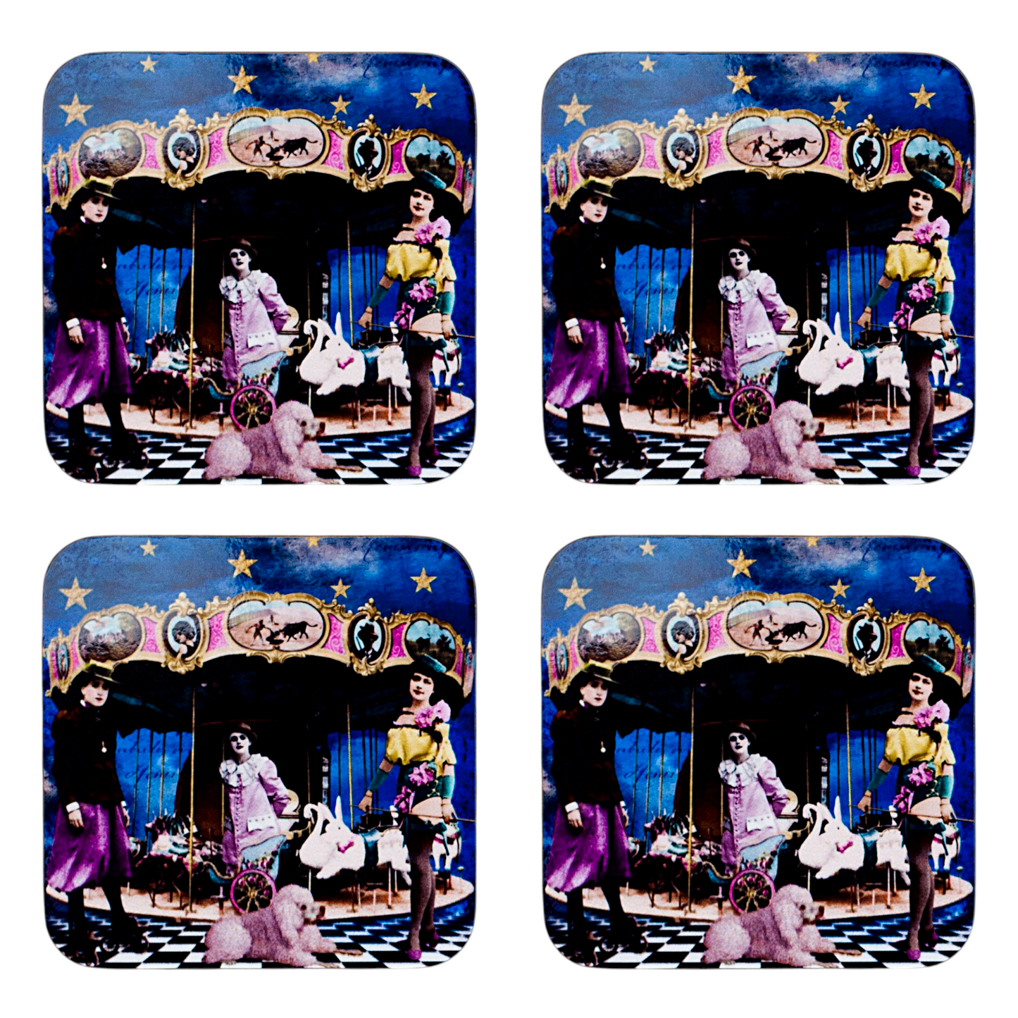 'Vintage Circus Carousel' Set of 4 Coasters