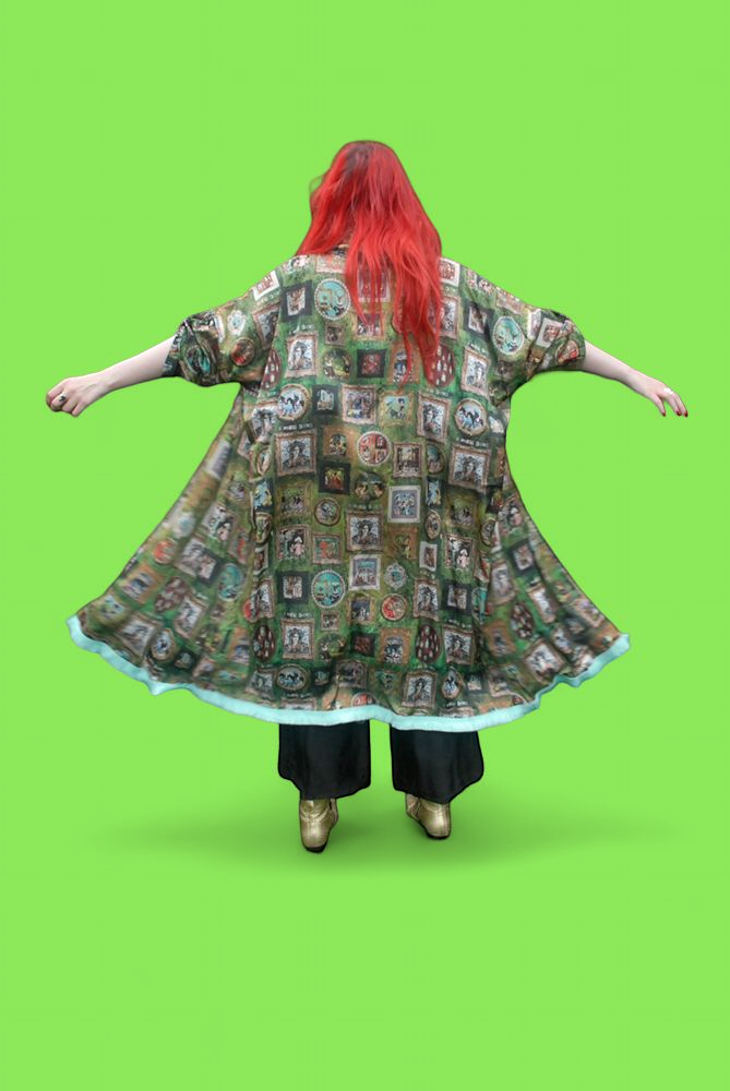 Emerald Green 'I Love Frida' Vintage Frames Kimono