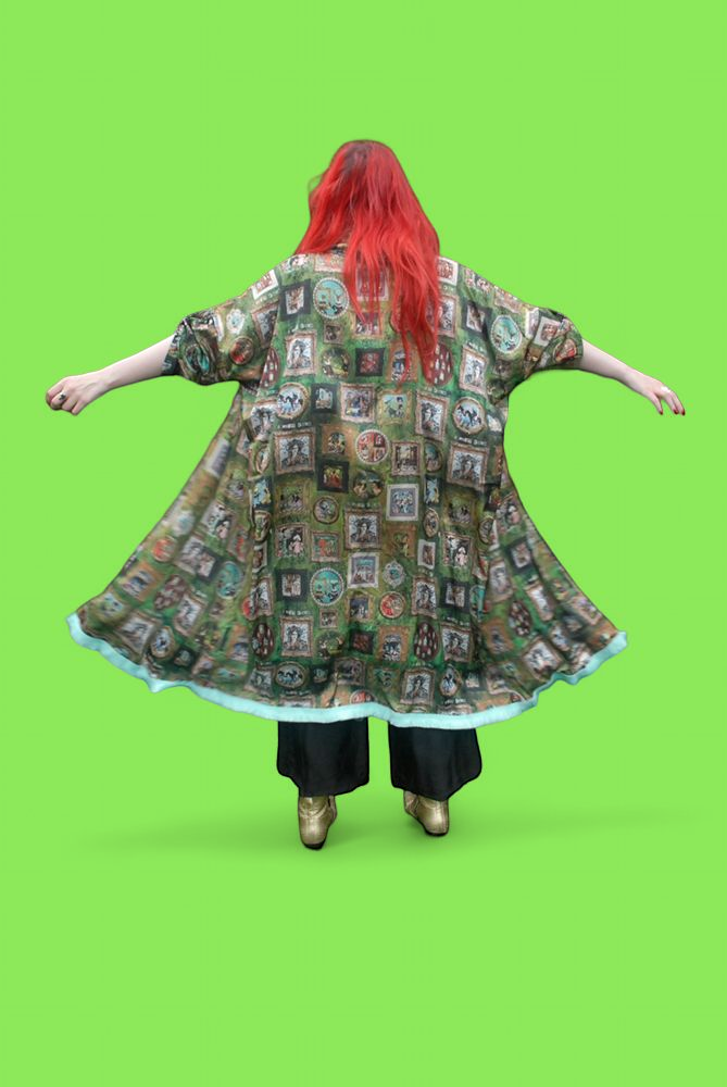 Emerald Green 'I Love Frida' Vintage Frames Kimono