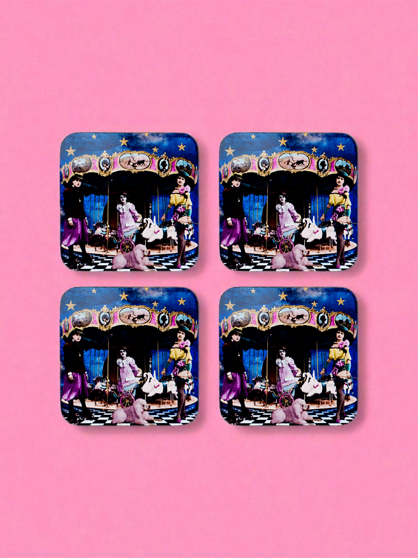 'Vintage Circus Carousel' Set of 4 Coasters
