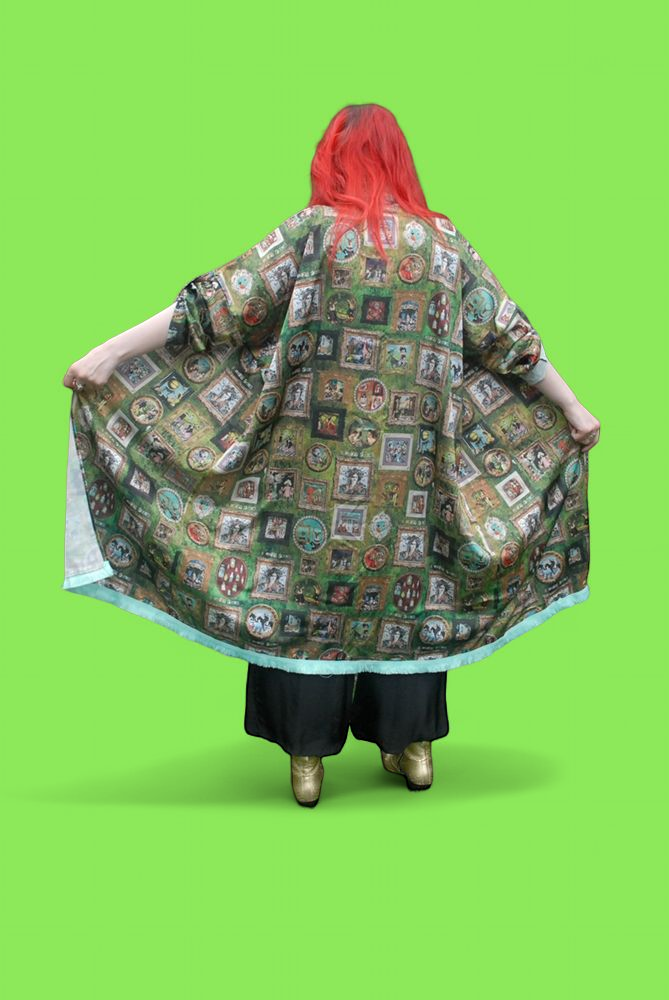 Emerald Green 'I Love Frida' Vintage Frames Kimono
