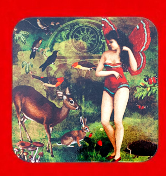 'Vintage Butterfly Girl' Set of 4 Coasters