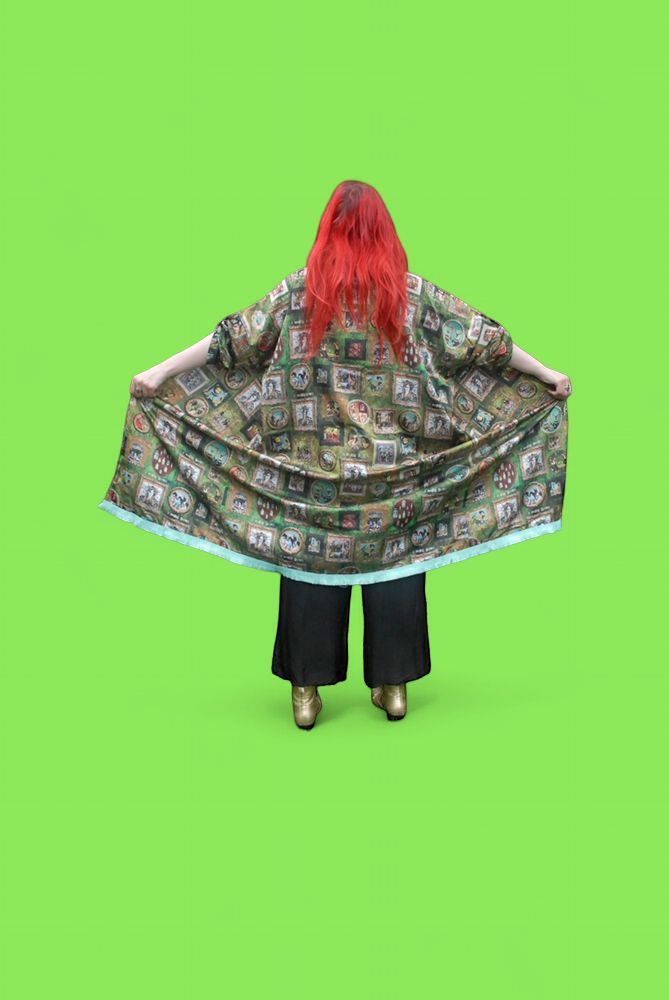 Emerald Green 'I Love Frida' Vintage Frames Kimono